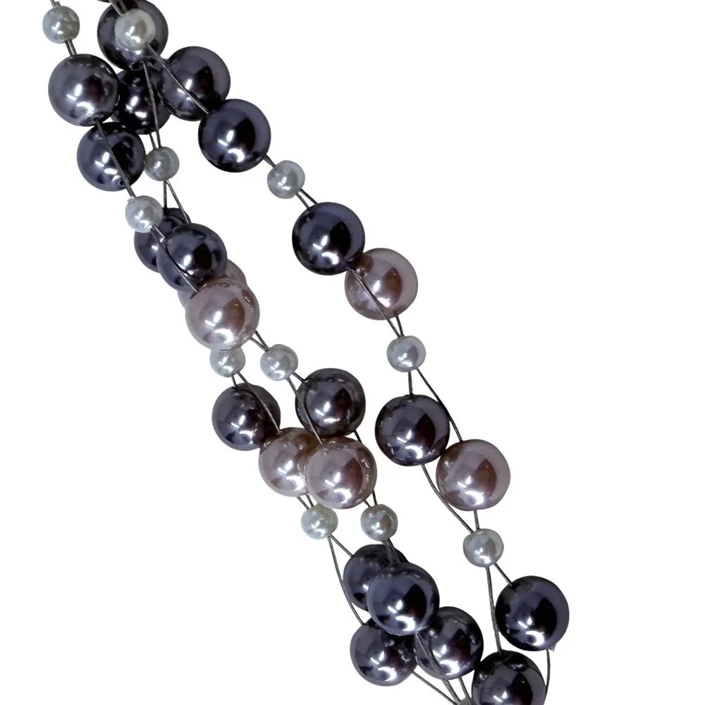 Vintage Silver Pearl Illusion Bracelet Sterling Silver 925 Triple Strand Unworn - Picture 7 of 8